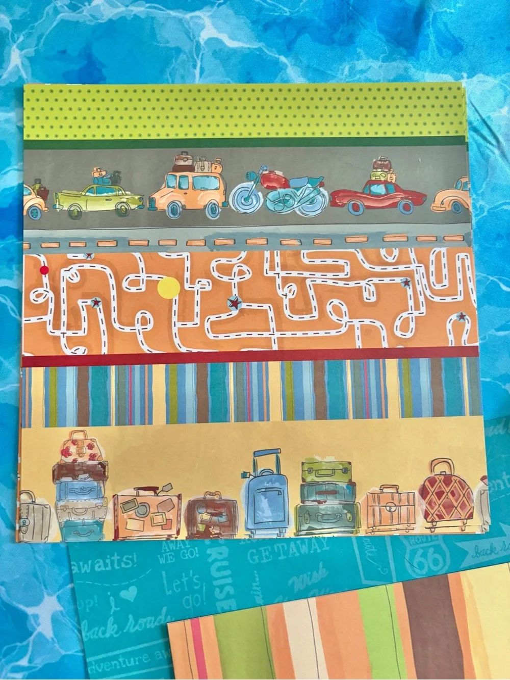 K&Company Travel Roadtrip Scrapbook Album & Paper, 8.5” x 8.5,” plus papers